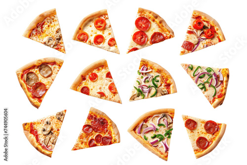Delicious pizza cut out isolated on transparent background