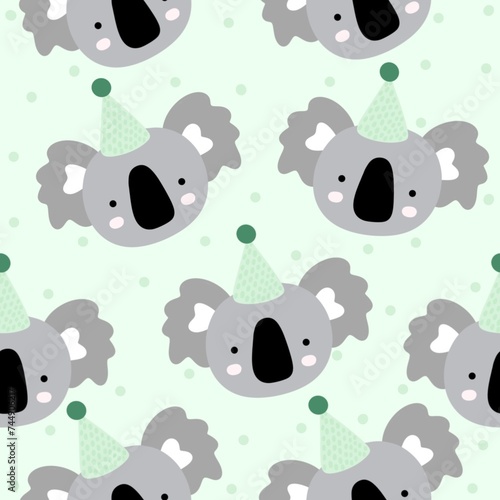 Photography seamless pattern with koalas
