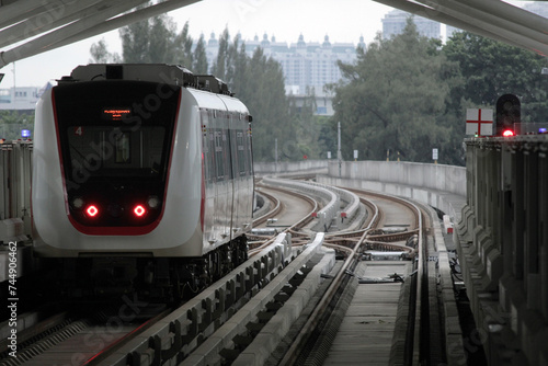 Jakarta, Indonesia - May 31st 2022 - Jakarta Light Rapid Transit really helps Jakarta residents to facilitate transportation