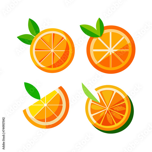 orange icon fresh fruits illustrations