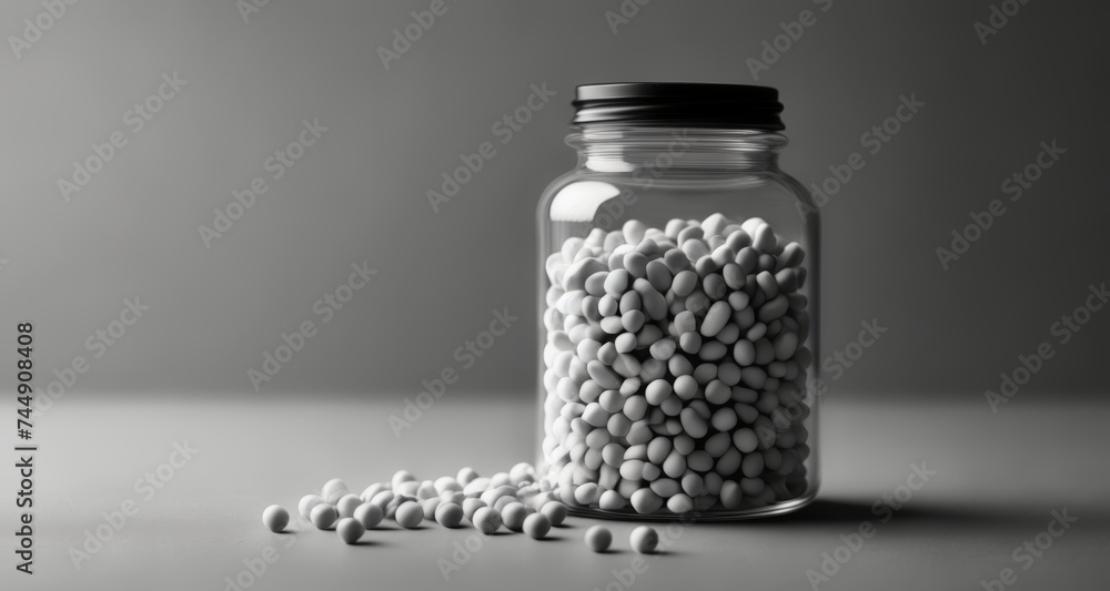 A jar of small white beads, perfect for crafting or decoration A jar of small white beads, perfect for crafting or decoration