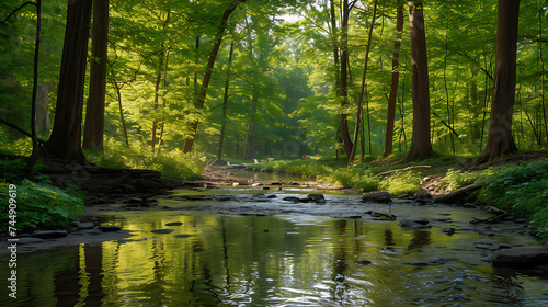 Tranquilidade e autodescoberta yoga contempla    o e escrita nas margens de um riacho na floresta