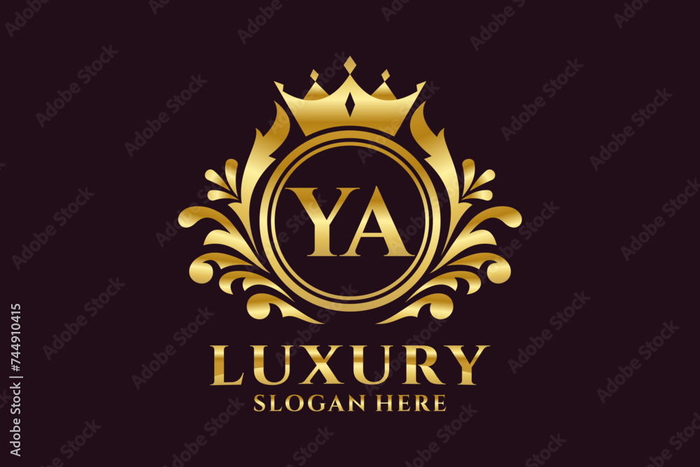 Initial YA Letter Royal Luxury Logo template in vector art for luxurious branding projects and other vector illustration.