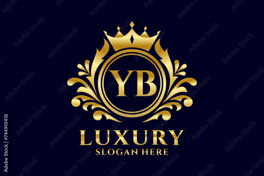 Fototapeta premium Initial YB Letter Royal Luxury Logo template in vector art for luxurious branding projects and other vector illustration.