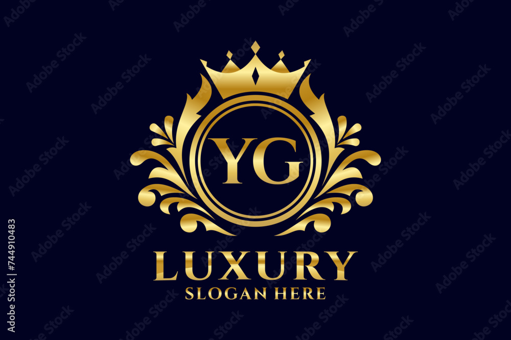 Naklejka premium Initial YG Letter Royal Luxury Logo template in vector art for luxurious branding projects and other vector illustration.