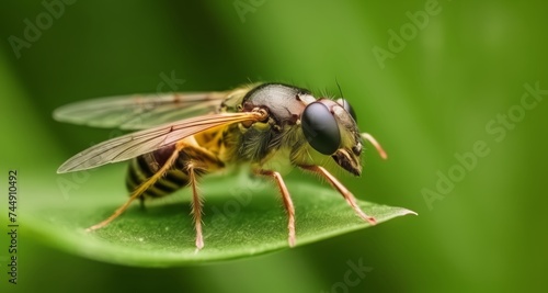  Close-up of a bee on a leaf, showcasing its intricate details © vivekFx