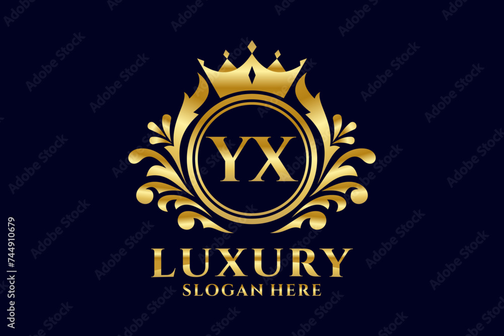 Initial YX Letter Royal Luxury Logo template in vector art for luxurious branding projects and other vector illustration.