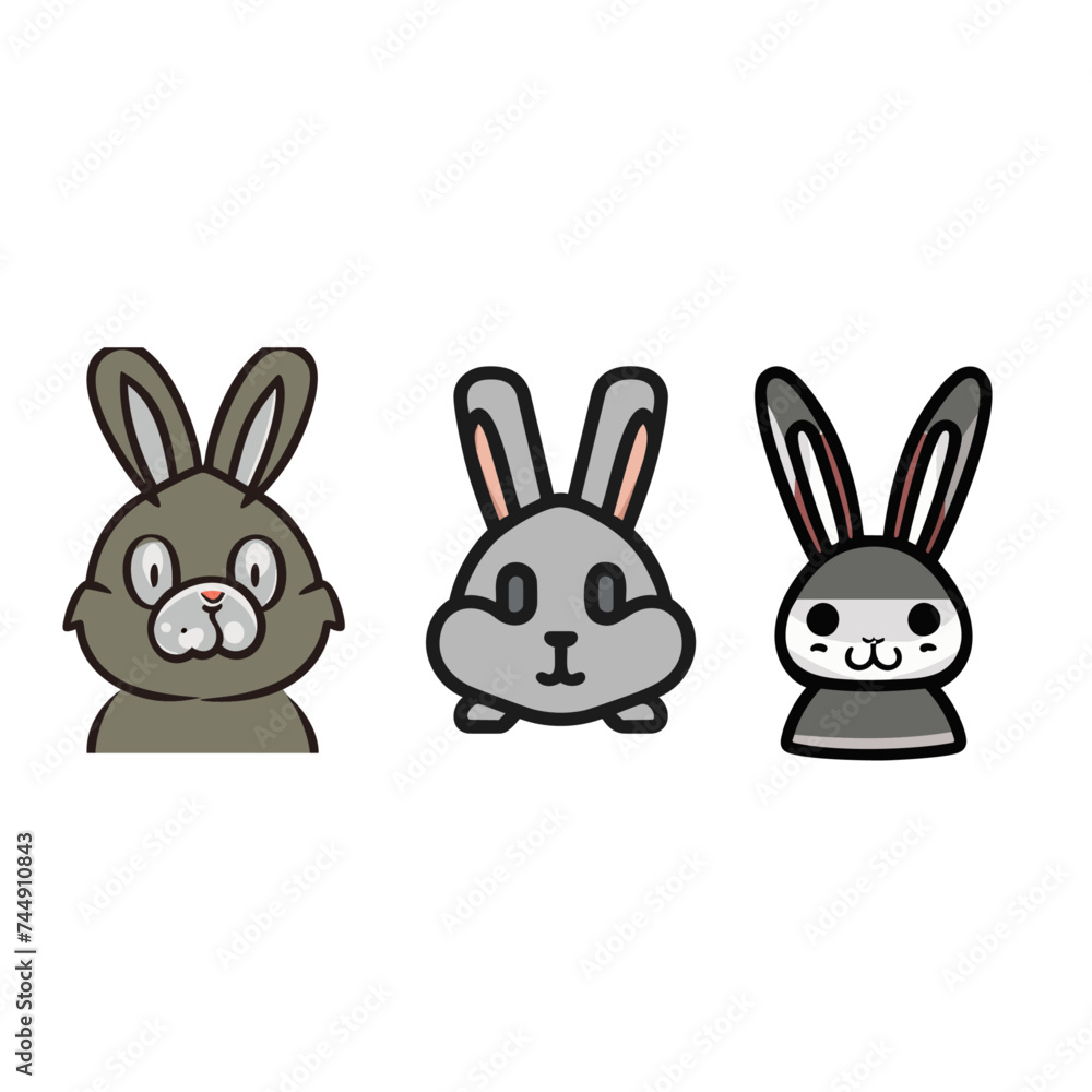 vector Illustration of Cute Bunny: Gray Rabbit Outline Sketch, Artistic vector Illustration of Cute Bunny: Gray Rabbit Outline Sketch, Artistic