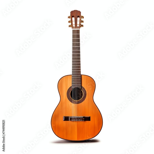 a old wooden guitar, studio light , isolated on white background
