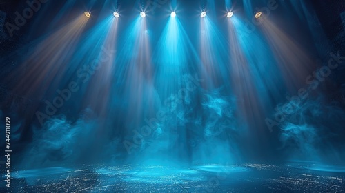 Blue spotlight background with studio lamp © Morng