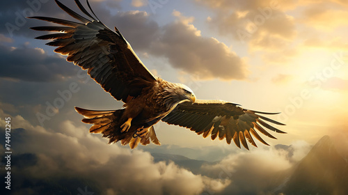 A golden eagle soaring through the sky. © Muhammad