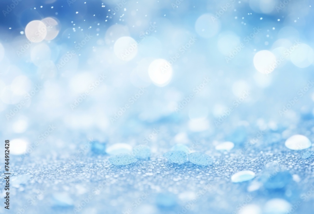 Fototapeta premium Blue christmas background with snowflakes and sparkles. Generative AI.