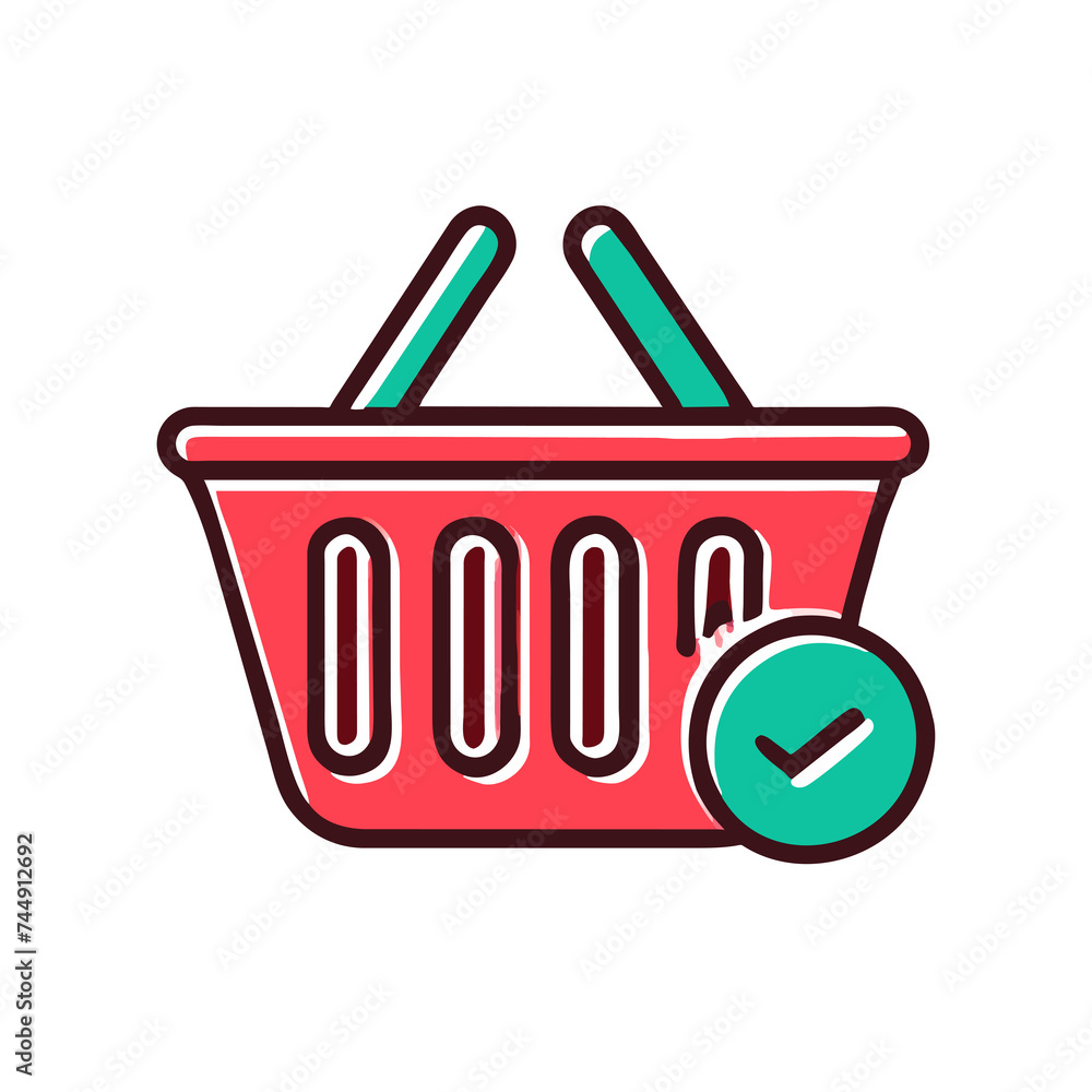 Shopping basket vector icon. Shopping cart line and flat icon. online shopping concept Shopping basket vector icon. Shopping cart line and flat icon. online shopping concept
