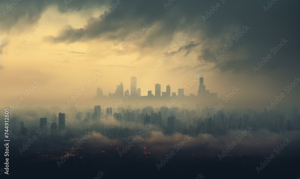 Air pollution in a big city.. Generative AI.
