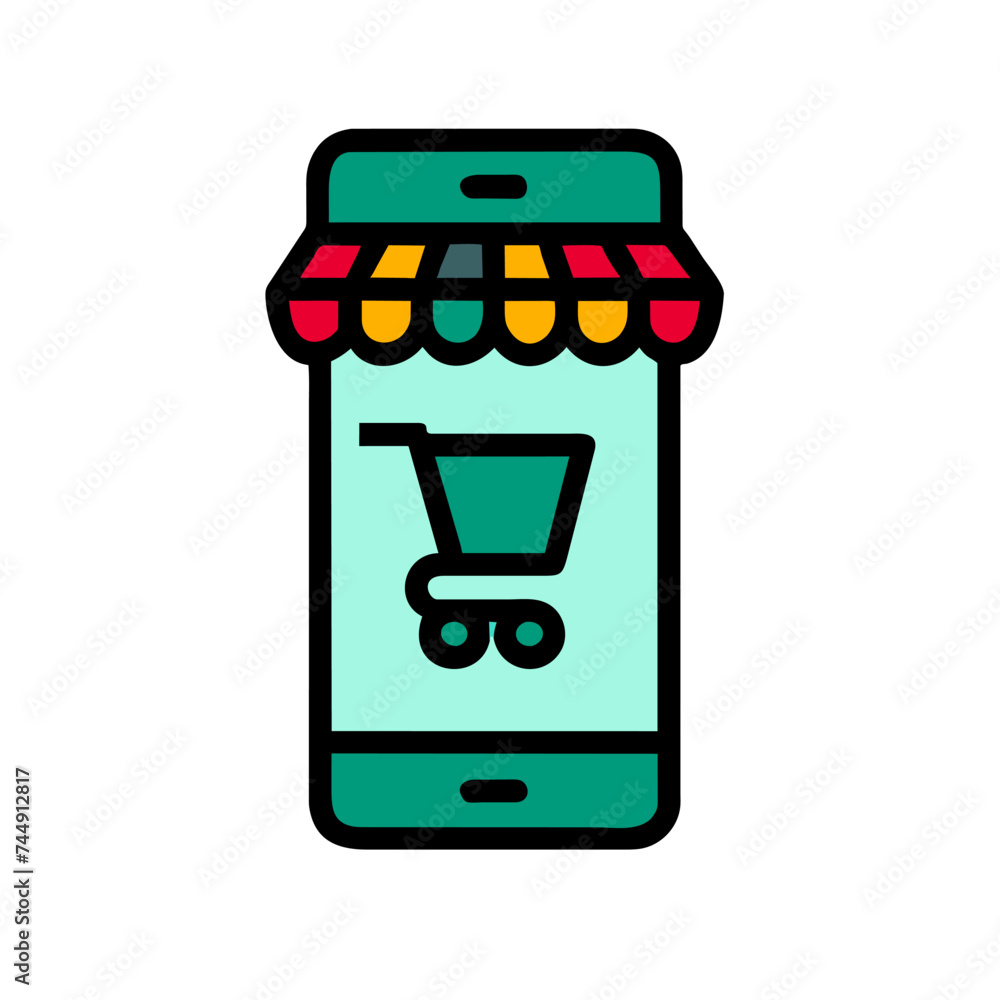 Shopping basket vector icon. Shopping cart line and flat icon. online shopping concept Shopping basket vector icon. Shopping cart line and flat icon. online shopping concept
