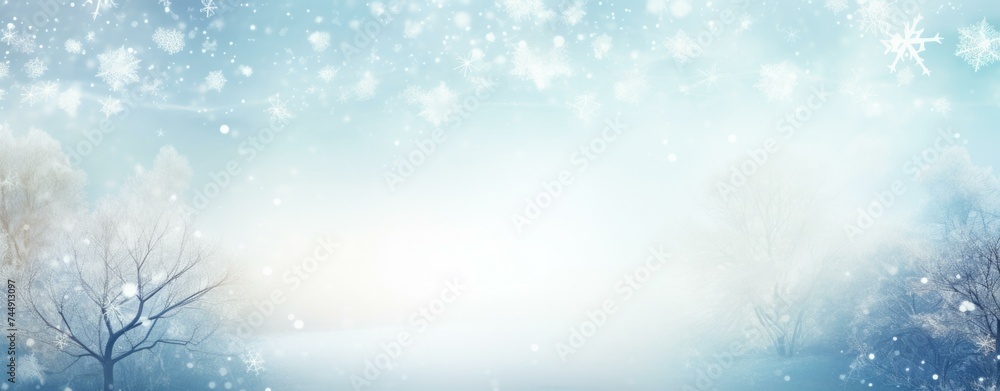 Winter landscape with snow falling and trees. Generative AI. Winter landscape with snow falling and trees. Generative AI.
