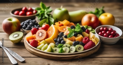  Fresh and vibrant fruit platter, ready to be enjoyed!