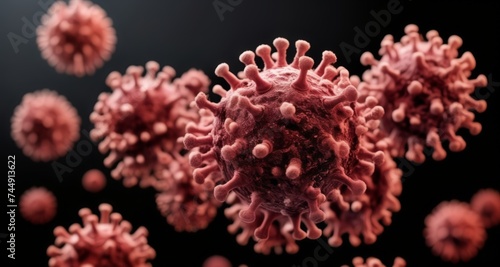 Wallpaper Mural  Viral particles in motion, a microscopic view of a pandemic threat Torontodigital.ca