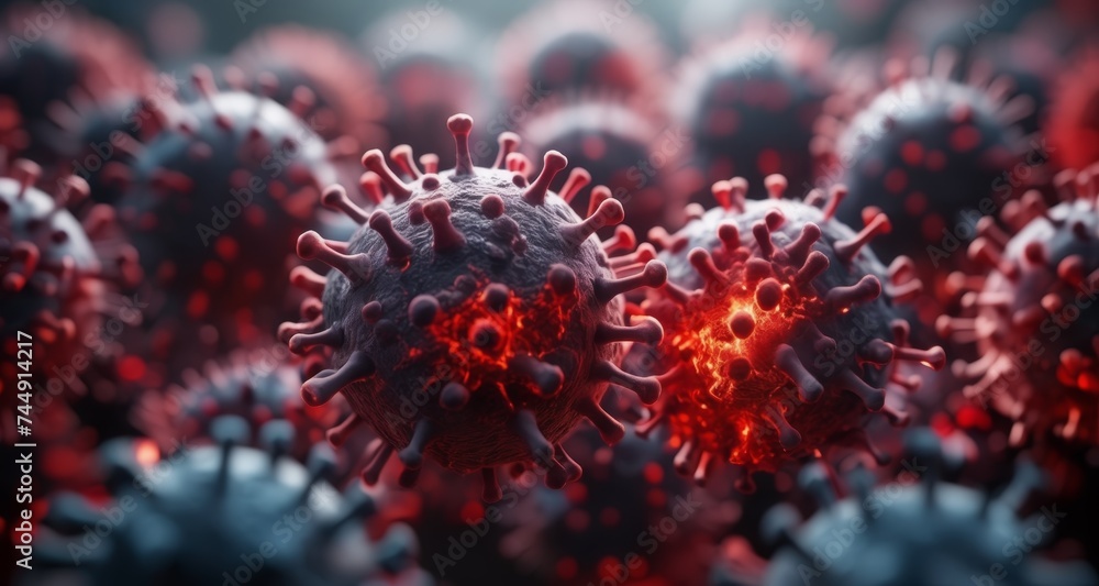  A close-up view of a virus, a microscopic enemy in a sea of cells