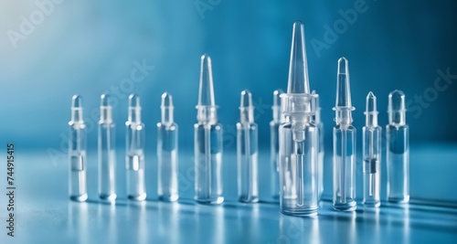  A collection of clear glass syringes with needles