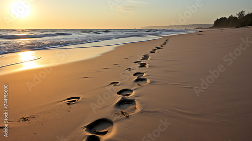 A trail of footprints in the sand. © Muhammad