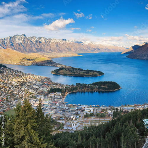 Experience the stunning Queenstown view from Skyline during winter, showcasing snow-capped Remarkables and scenic landscapes in New Zealand.