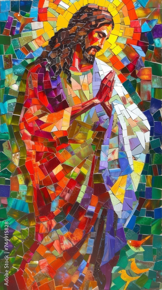 Fototapeta premium Mosaic art concept of Jesus Christ