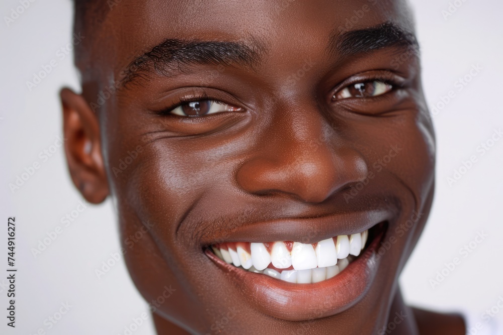 Portrait of a happy smiling young black man with healthy white teeth. Isolated on white background. AI Generated Portrait of a happy smiling young black man with healthy white teeth. Isolated on white background. AI Generated
