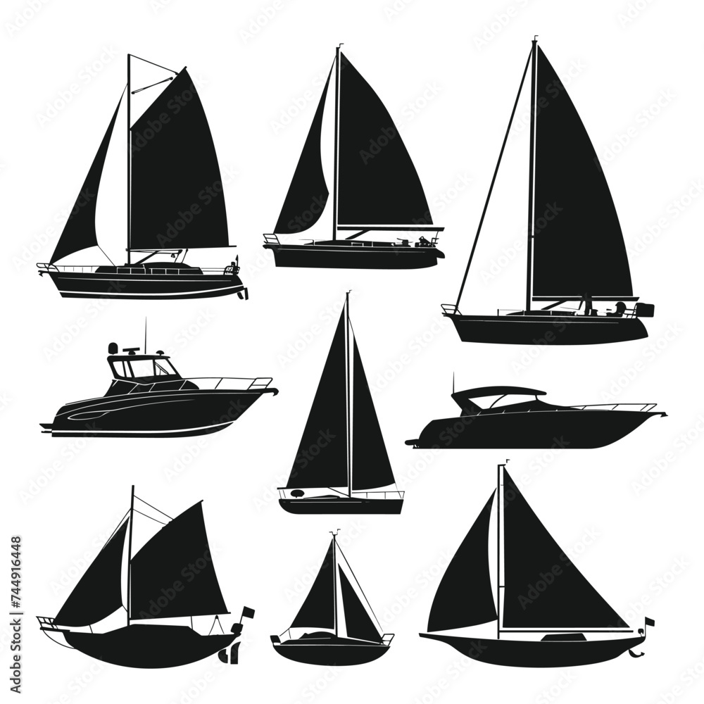 set of sailing boats