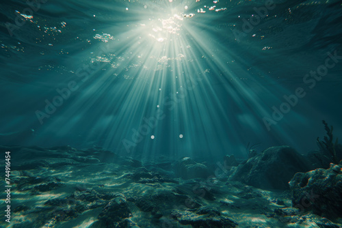 underwater scene with rays of light