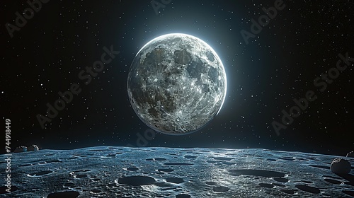 The moon revolves around the blue planet. Elements of this image furnished by NASA.