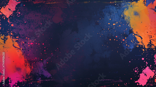 Blank banner design with black colorful paint splash background. Ai generated Images