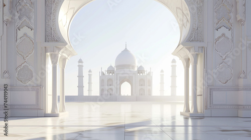Blank banner design with mosque silhouette background, Ai Generated Images