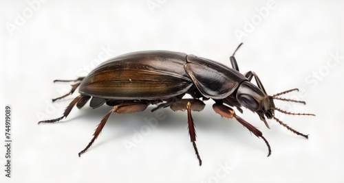  Close-up of a beetle with a glossy shell and long antennae