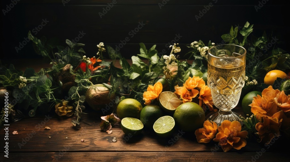 Fototapeta premium Cinco de Mayo background decorated with hats, flowers and typical Mexican ornaments,