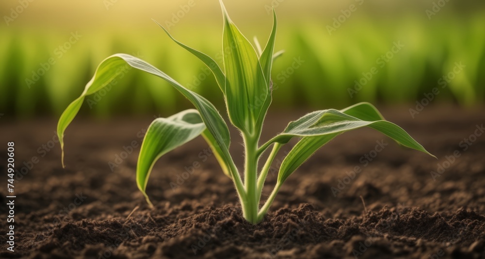  New beginnings - A single sprout breaking through the soil