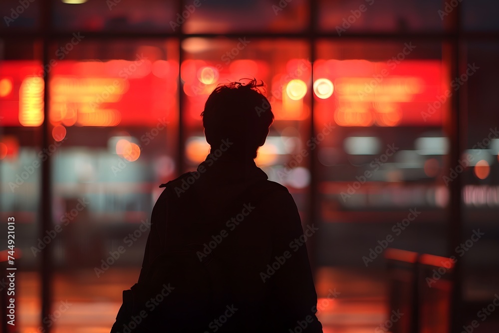 Man at airport at night Man at airport at night