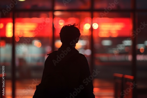 Man at airport at night