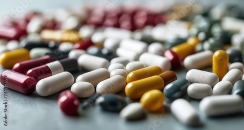  Vivid array of colorful pills on a table