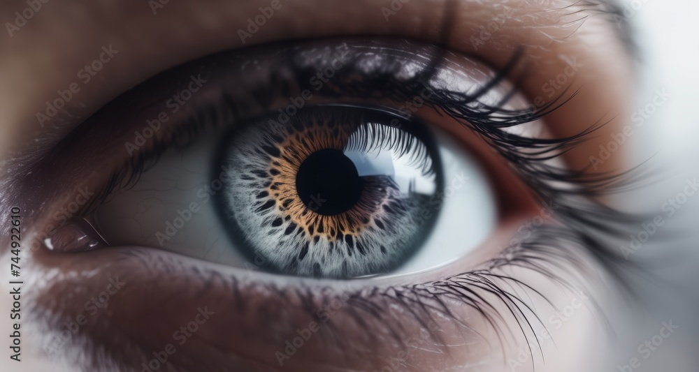 Fototapeta premium Intense gaze of a human eye with a striking iris