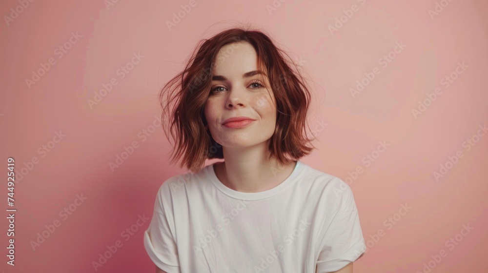 photo of a satisfied beautiful woman with no makeup happy face women's day poster photo of a satisfied beautiful woman with no makeup happy face women's day poster