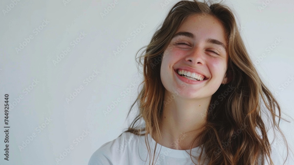 photo of a satisfied beautiful woman with no makeup happy face women's day poster photo of a satisfied beautiful woman with no makeup happy face women's day poster
