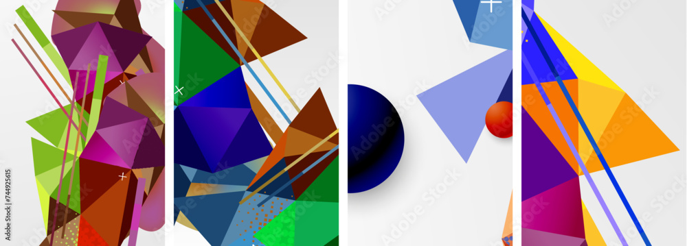 Geometric elements in abstract poster composition set. Vector illustration For Wallpaper, Banner, Background, Card, Book Illustration, landing page Geometric elements in abstract poster composition set. Vector illustration For Wallpaper, Banner, Background, Card, Book Illustration, landing page