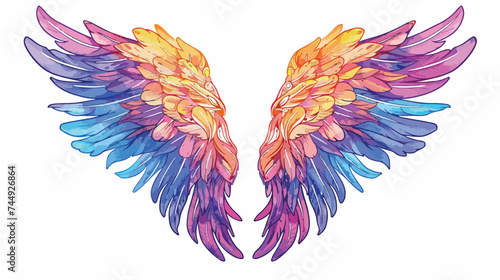 Graffiti angel wings. feathers doodle style vector i