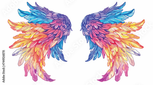 Graffiti angel wings. feathers doodle style vector i