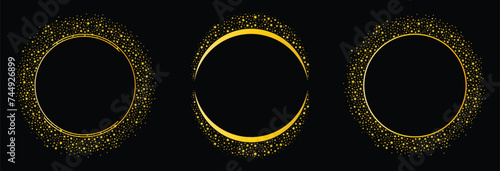 Round Circle Frame with Sparkle Glitter Stars Transparent Vector design 3