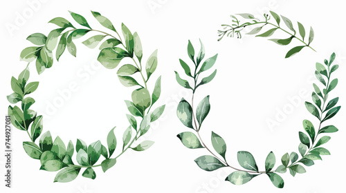 Green laurel wreaths round for emblem vector illustr