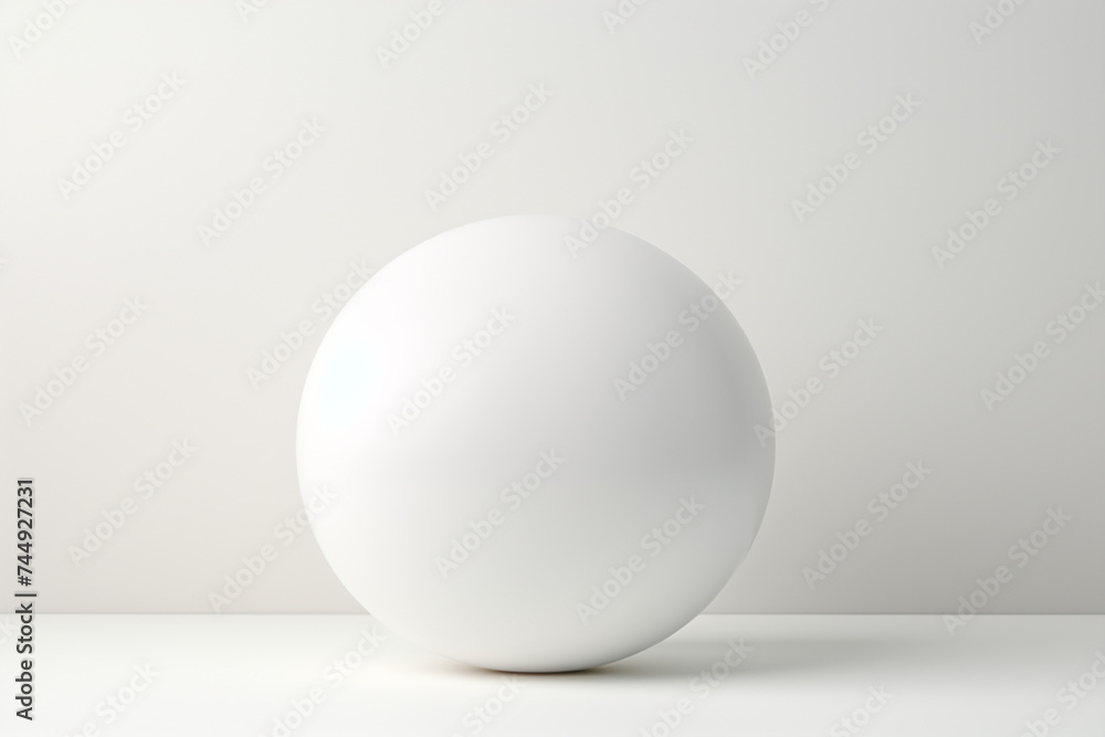 3d rendering of a white sphere standing on a white surface. 3d rendering of a white sphere standing on a white surface.