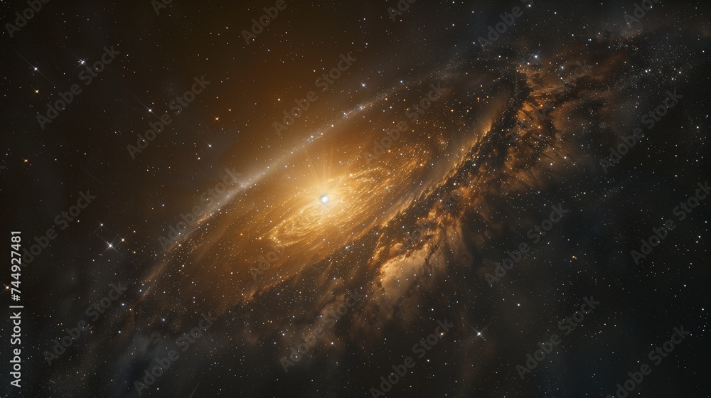 Fototapeta premium Nebula and galaxies in space. Abstract cosmos background, yellow space and stars background, wallpaper