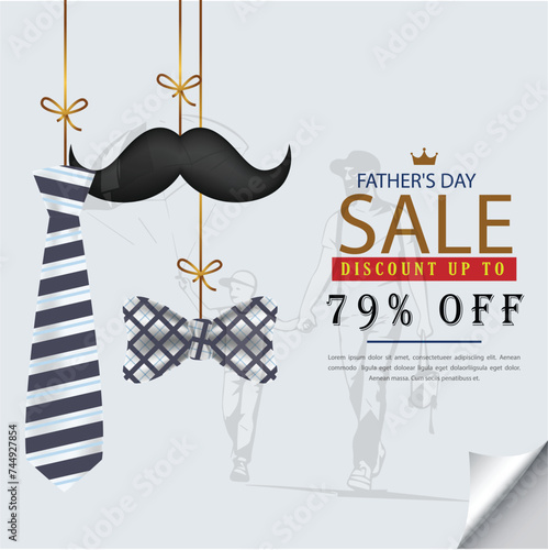 Fathers Day promotion advertisement template. Flyer design for Fathers Day Celebration. Shopping spree template.